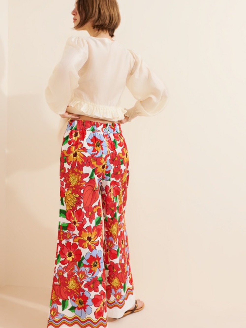 FARM Rio Anthropologie Linen Viscose Wide Leg Floral Pants - Picture 6 of 7